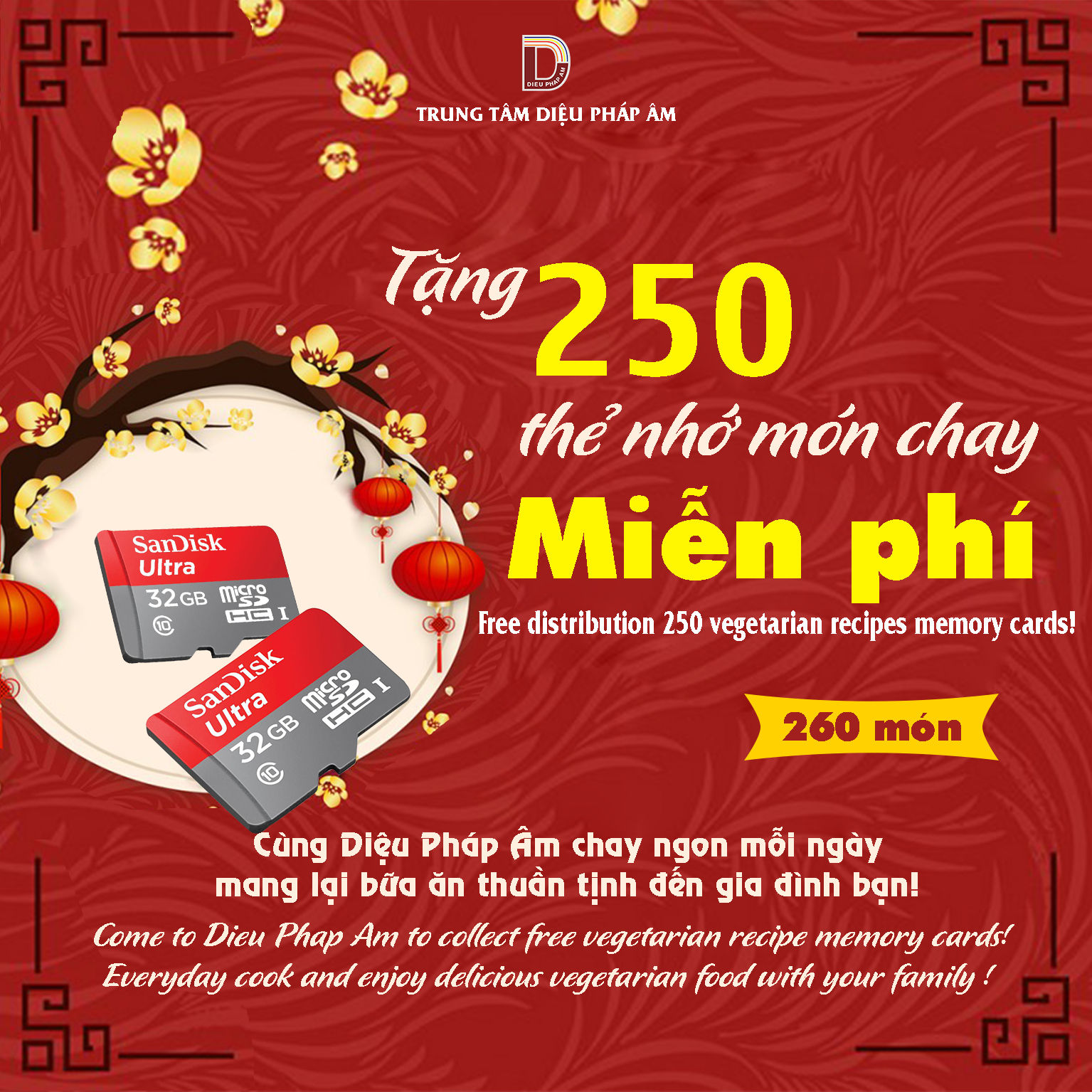 Tặng thẻ nhớ videos 260 món ăn chay